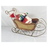 Vtg Sled Decoration & Santa Claus