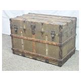 Antique Streamers Trunk. 34In Wide, 20In Deep.