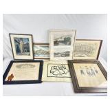 Mixed Prints, Framed And Loose.