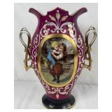 1897 Victorian Portrait Vase w/ Ornate Gold