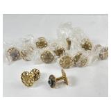 12 New Brass/Gold Floral Knobs