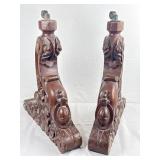 Pair of Carved Walnut Grand Piano Legs