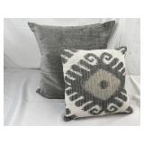 Grey Down Throw Pillow & Grey & White Throw Pillow
