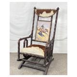 19C Platform Rocker, W/New Upholstery.