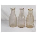 3 One Qt. Glass Milk Bottles