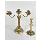 2 Brass Candlestick Holders