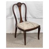 Queen Anne Style Chair, W/New Upholstery.