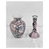 Chinoiserie Style Candle Stick Holder & Vase