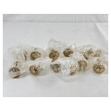 12 New Brass/Gold Floral Knobs