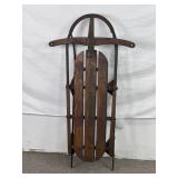 Monoplane Wood Sled W/Steel Runners. 45In L.