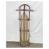 Wood Sled W/Steel Runners. 56In Long.