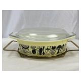 Vtg Pyrex Mod Kitchen Cinderella Oval Casserole