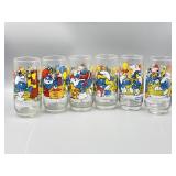 Set of 6 1983 Smurf Drinking Glasses: Clumsy