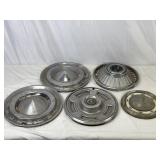 5 Mixed Chevy Wheel Hubcaps.