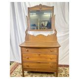 3 Drawer Dresser w/ Mirror 3ft 2in x1ft 8in x2ft