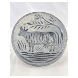 Sexton Pewter Round Cow Pasture Metal Plaque W