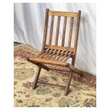 Vtg Wood Slatted Childrenï¿½s Folding Chair
