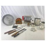 Vintage Kitchen: Enamel Pie Pan, Napkin Holder,