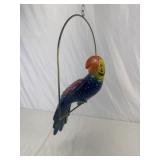 Hanging Ceramic Parrot Sculpture. 16In Tall.
