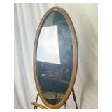 Large Oval Wall Hanging Mirror w/ Wood Frame