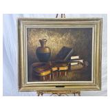 Framed, Signed Oil Painting 'Violin Study' by
