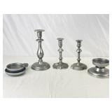 Pewter Candle Sticks and Holders.