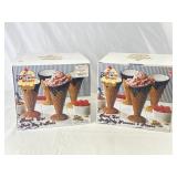 Two NIB 4 Piece Ice Cream Bowl Sets.