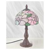 Tiffany Style Lamp W/Brass Base 14In Tall.