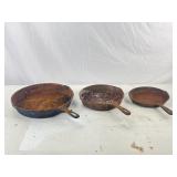 12In Wagner Skillet, 9Inch, & 8Inch Skillets.