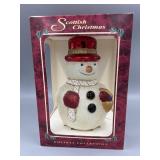Giant Scottish Christmas Glass Snowman Ornament