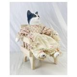 Cat Doll With Chair. 16In Tall.