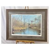 FRAMED 36' X 28' DUCKS UNLIMITED 'CLEARED FOR