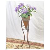 Metal Plant Stand W/Artificial Plants. 32In Tall.