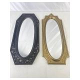 Two Frames Oval Shaped Wall Mirrors. 22In Tall