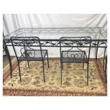 Wrought Iron Table w/ Glass Top & 4 Chairs