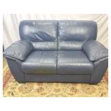 Blue Leather Love Seat 5ft x2ft 8in x2ft 10in