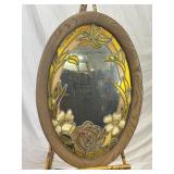 Vtg Stained Glass Style Mirror 27.5in x20in