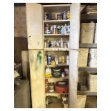 Metal cabinet containing spray paints and more