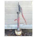 Antique Water Pump On Cement Base. 54In Tall.