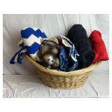 Basket of 4 Throw Blankets & Turtle Night Light
