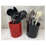 Kitchen Utensils & 2 Kitchen Utensil Holders