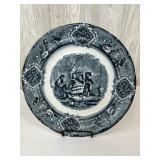 Vintage Black Transferware 10.5in "Dancers" Plate