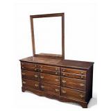 9 Drawer Dresser W/Mirror. 61In W, 68In T, 18In D