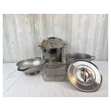 2 Large Metal Chili Pots, Strainer, & Frying