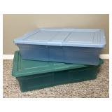 2 Plastic Rubbermaid 7Gal Storage Boxes