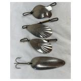4 Vintage Spoon Lures. G.M. Skinner & Others
