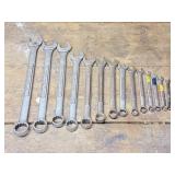 Set of 14 Open End SAE Craftsman Wrenches.
