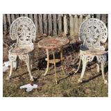 Victorian Outdoor Cast Iron Chairs & Table.