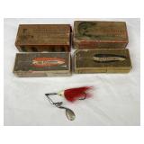4 Empty VTG Fishing Lure Boxes & VTG  Shannon