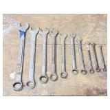 Ten Craftsman Open End SAE Wrenches.